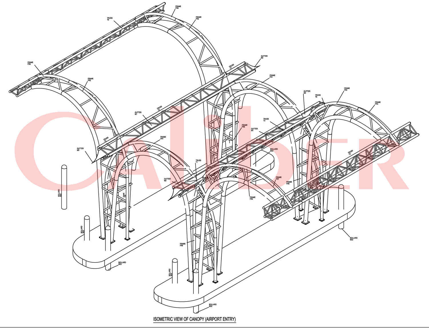 Caliber archive model: curved steel framing